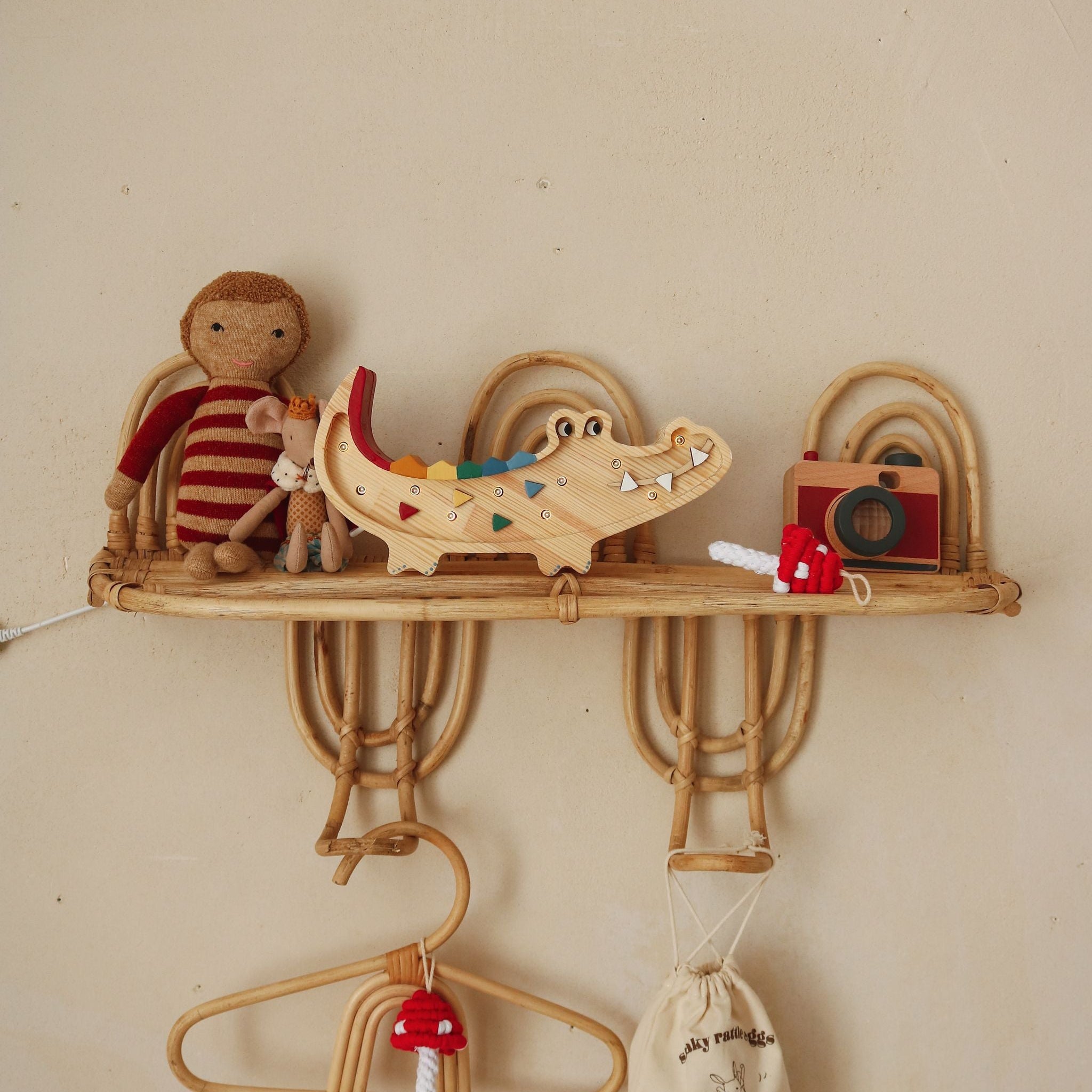 Little Loghts wooden dimmable Mini Crocodile night light for a safari themed nursery