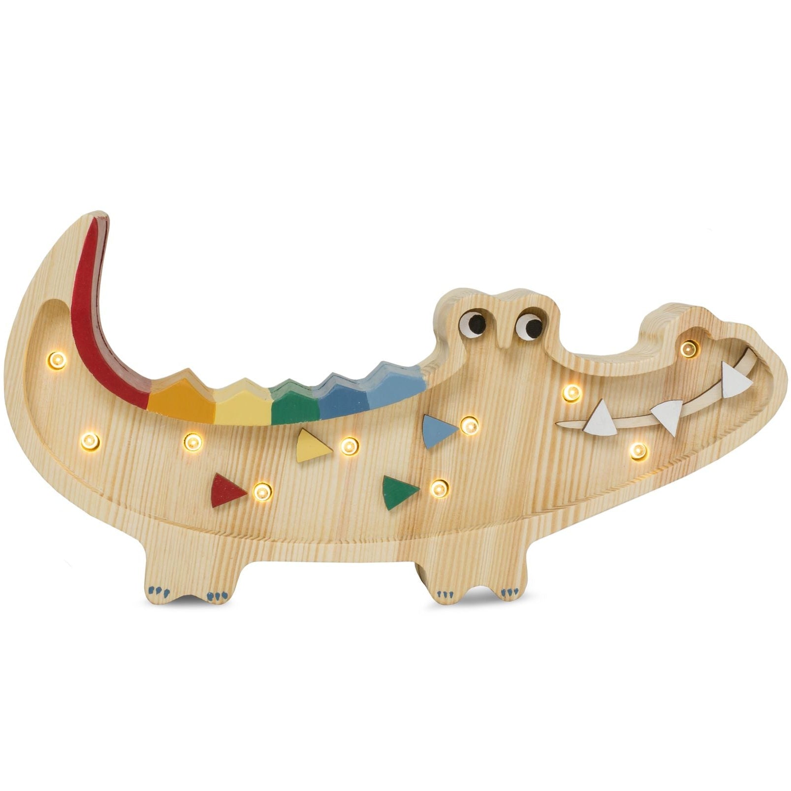 Little Lights Mini Crocodile Caribbean Wood  Lamp – Handmade Baby Night Light with Dimmer