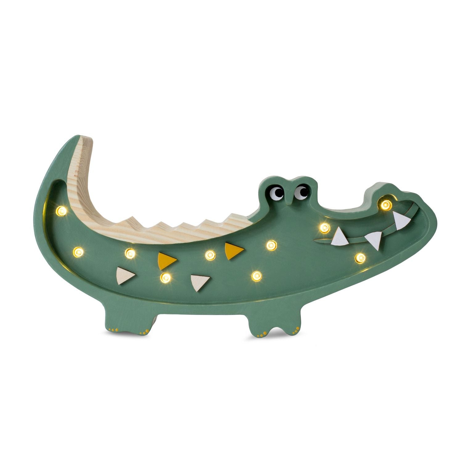 Little Lights Mini Crocodile Military Green Lamp – Handmade Baby Night Light with Dimmer