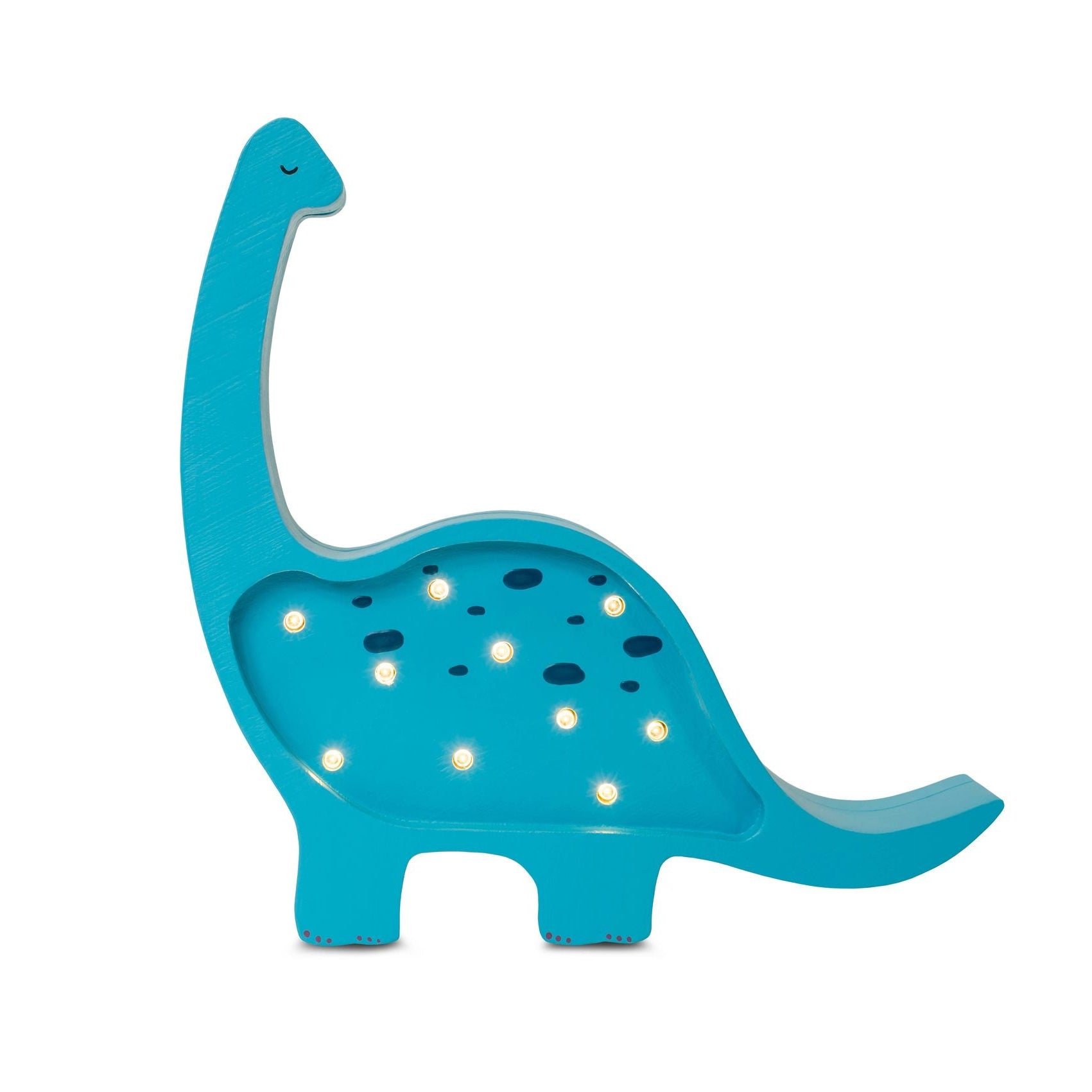 Little Lights Mini Dino Bright Cyan Lamp – Handmade Baby Night Light with Dimmer