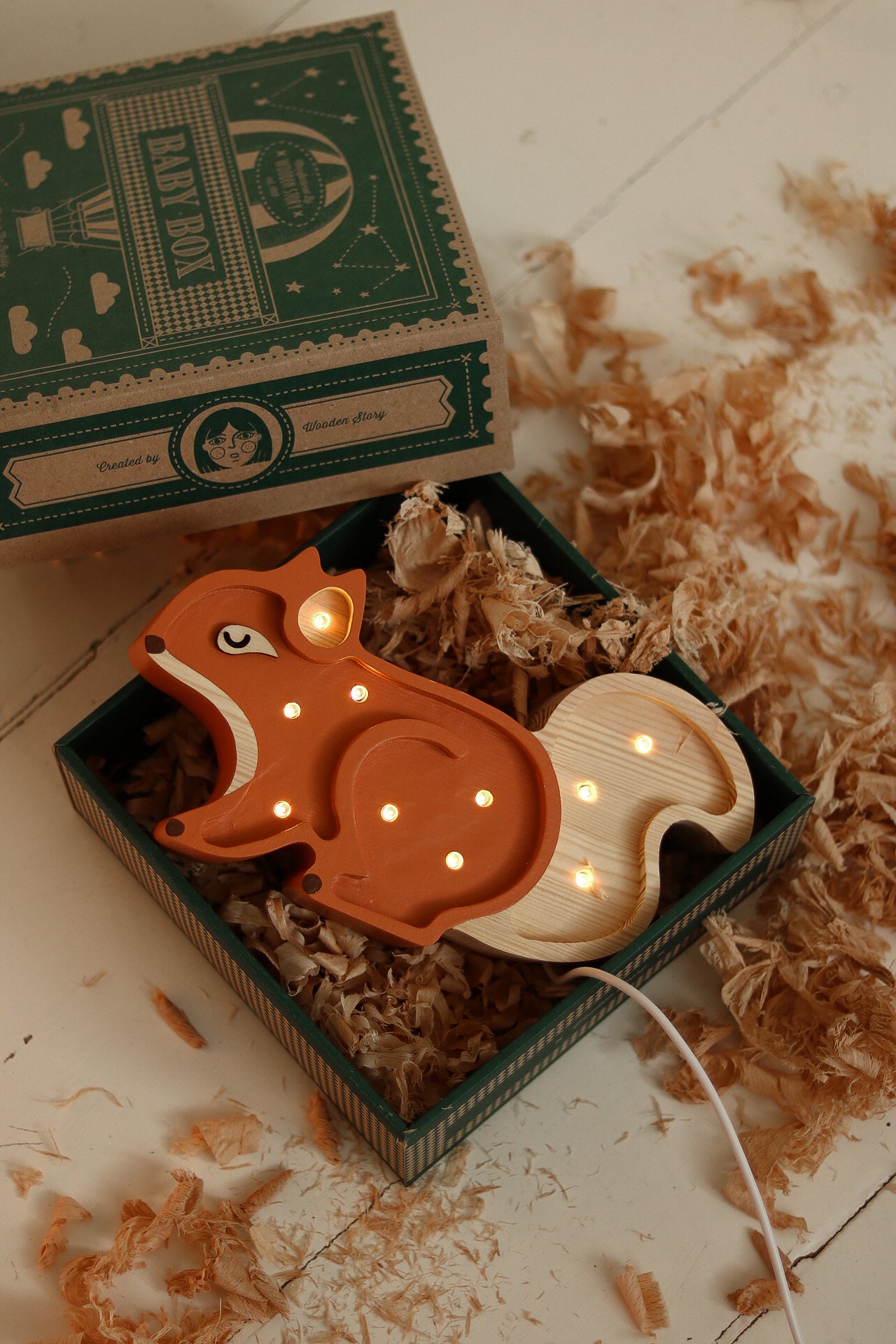 Little Lights Mini Squirrel Lamp — handmade dimmable LED lamp with remote, charming woodland nursery décor accent