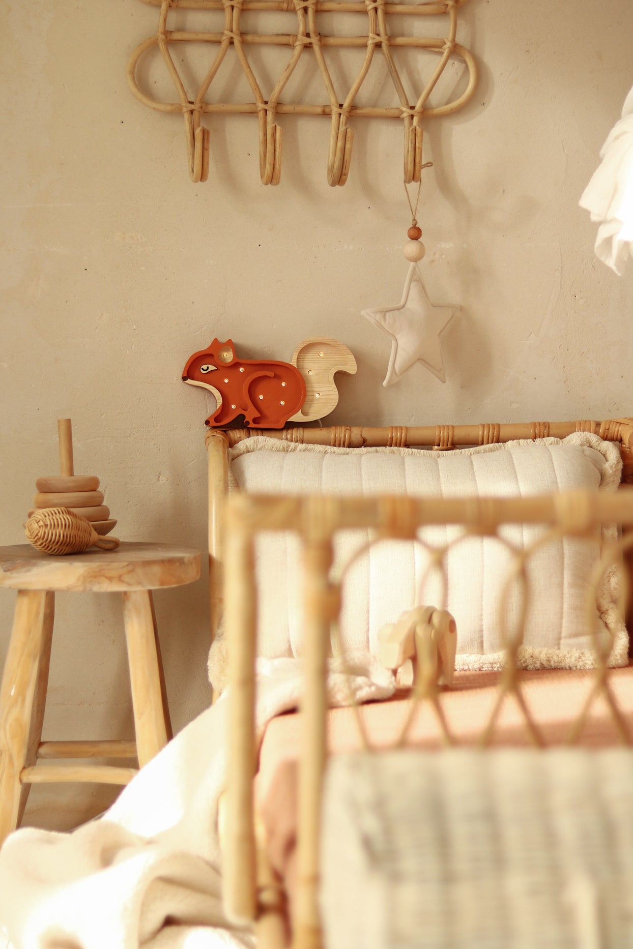 Little Lights Mini Squirrel Lamp — wooden LED nursery lamp, handmade and ideal for gifting to babies and toddlers