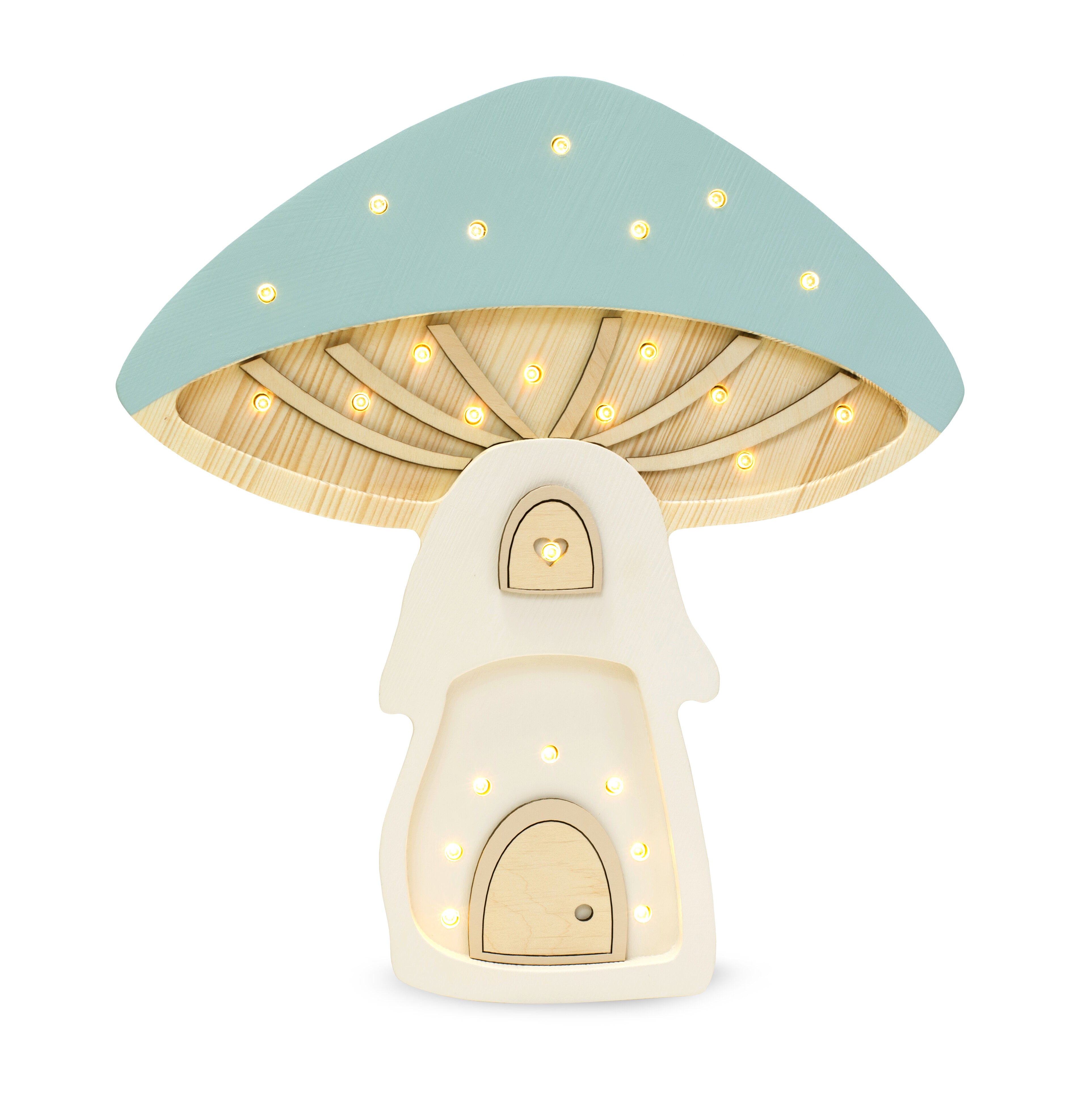 Wooden Mushroom House Lamp – dimmable LED night light designed for children’s rooms