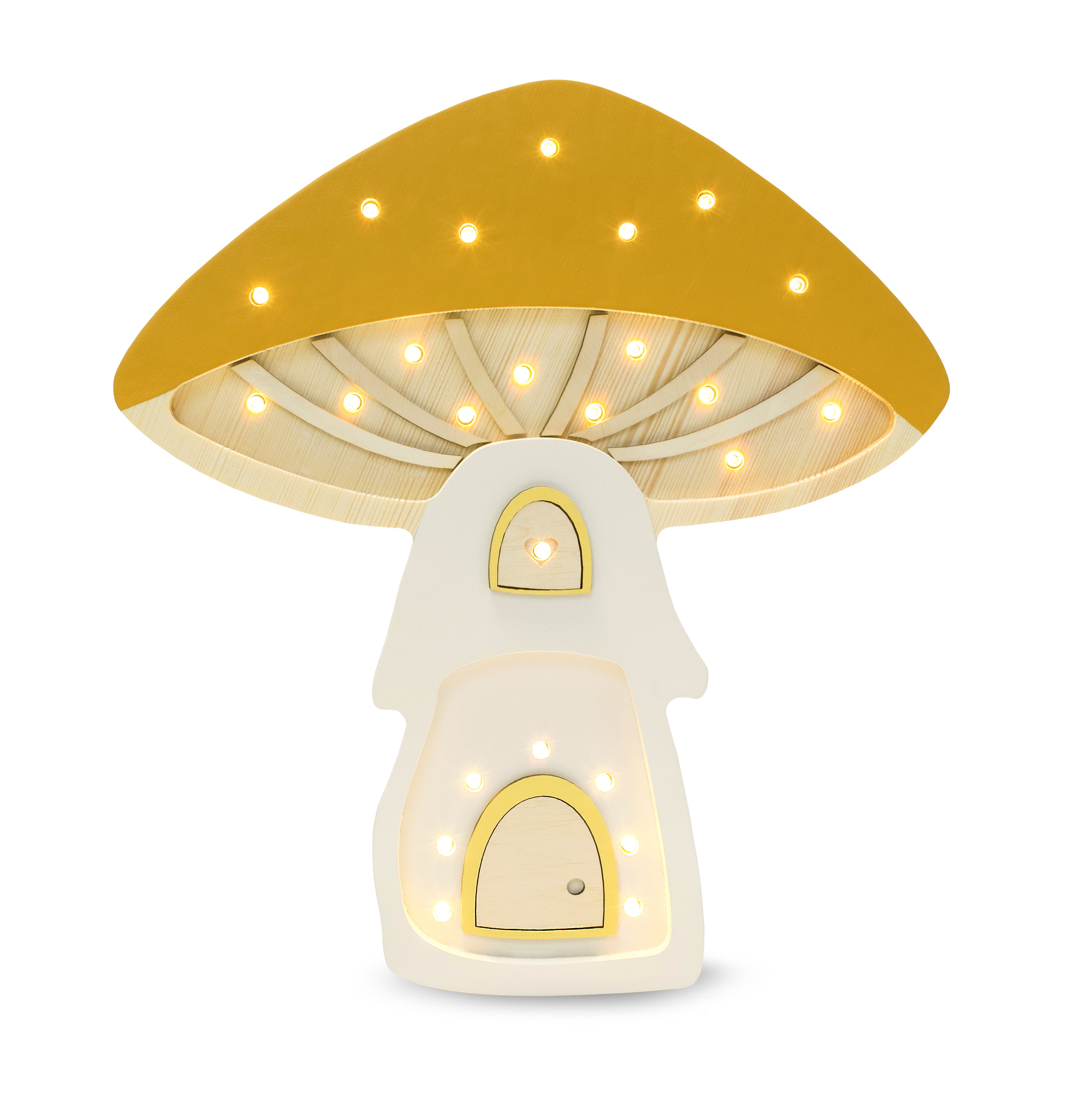 Natural pinewood Mushroom House Lamp – perfect baby gift night light with charming style