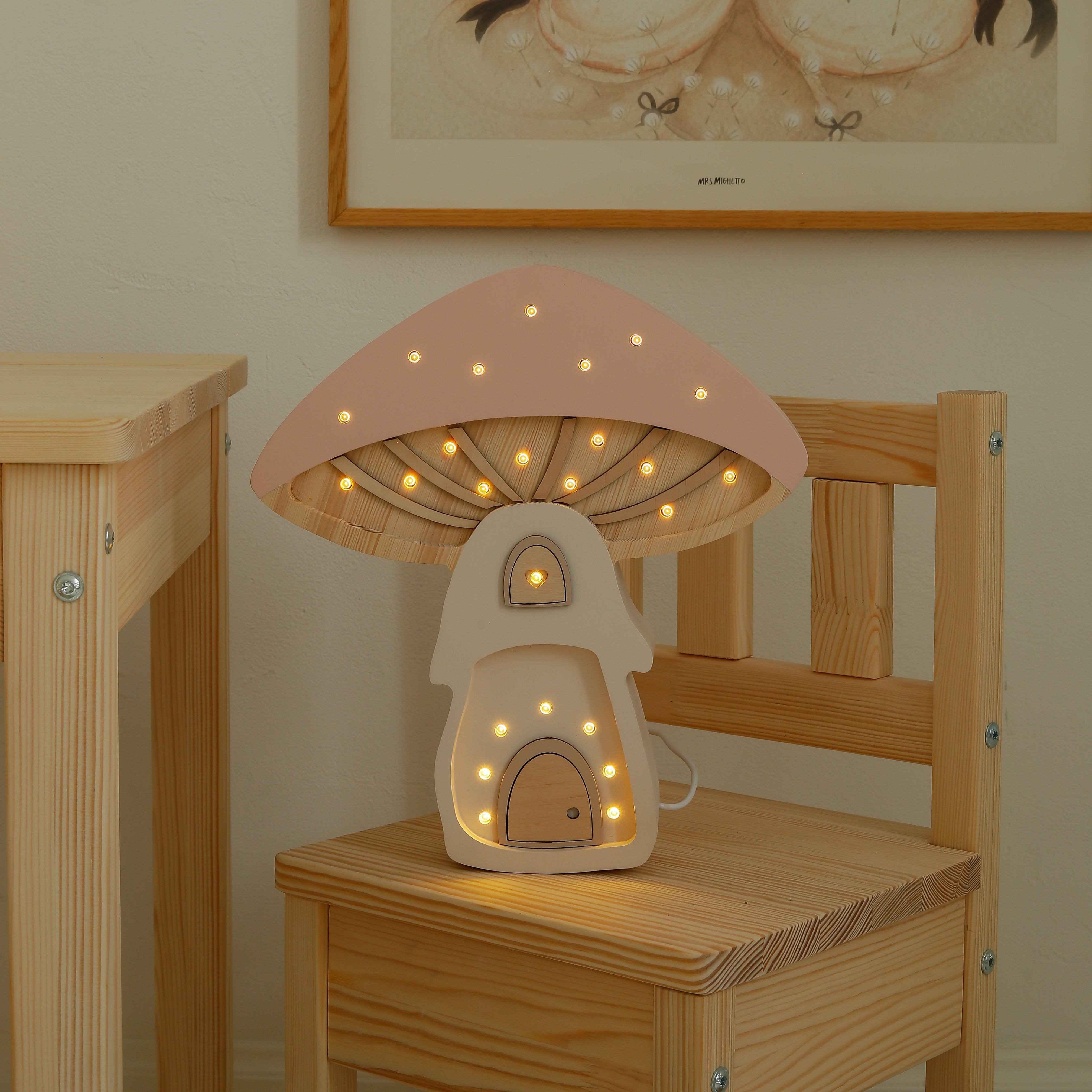 Pink Mushroom House Lamp – perfect baby gift night light with charming style