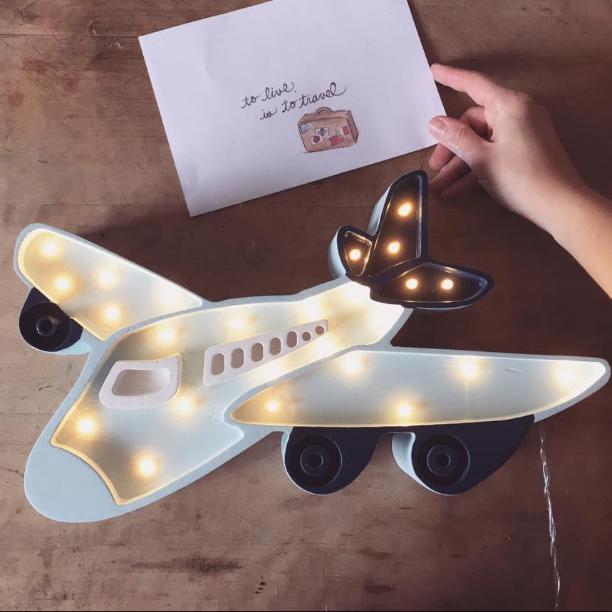Blue Plane Night Light with Remote and Dimmer by Little Lights