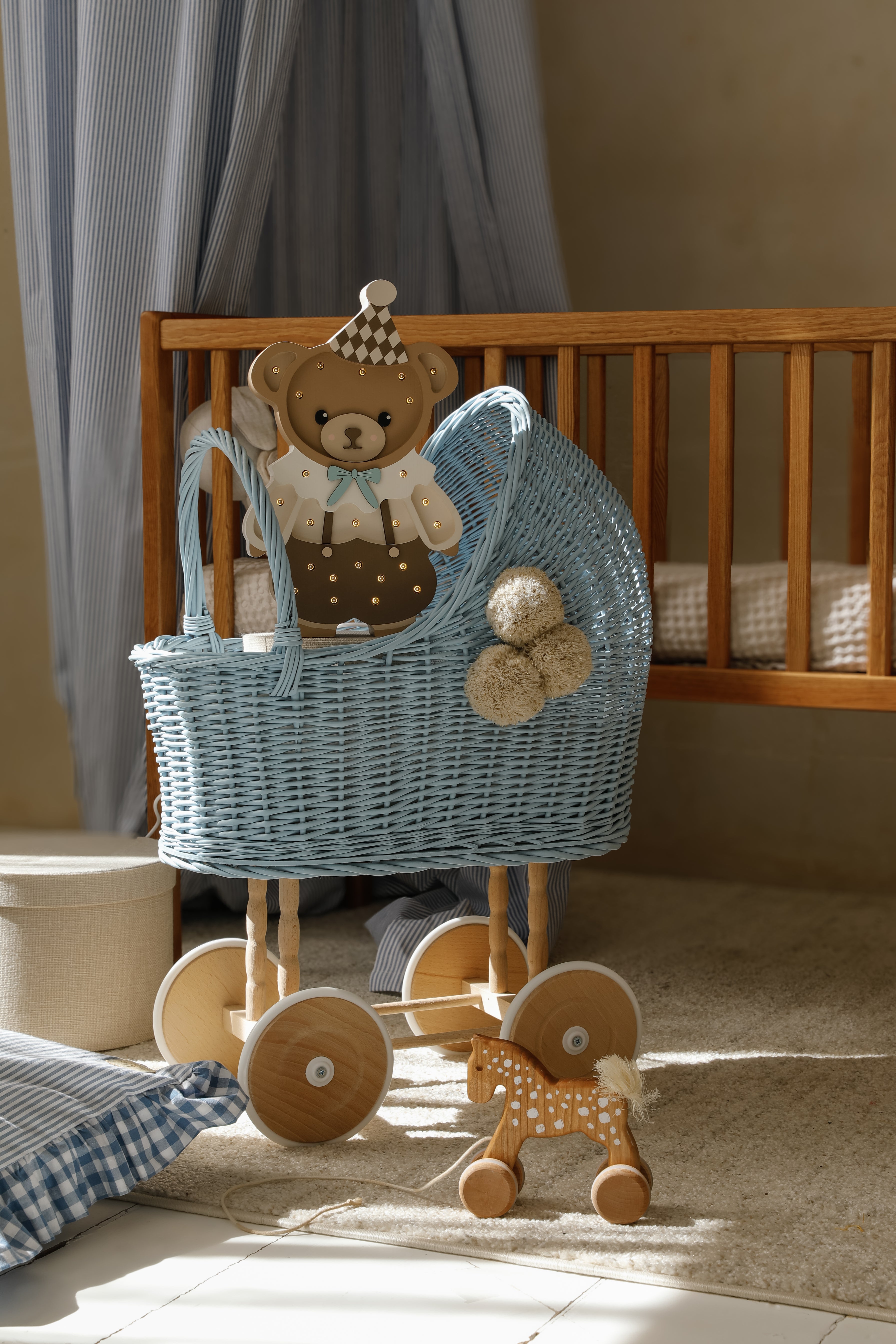 Wall-mounted Theo the Bear Lamp – cozy baby night light made from natural wood