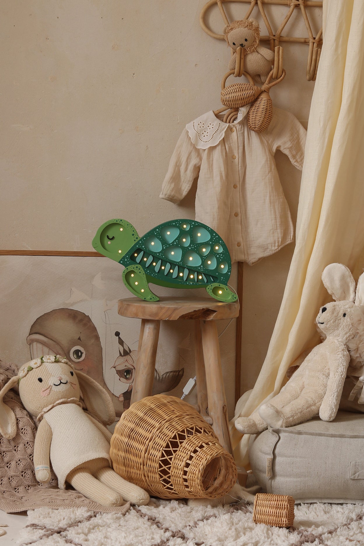 Little Lights Ocean Green turtle lamp, remote-controlled dimmable LED baby gift