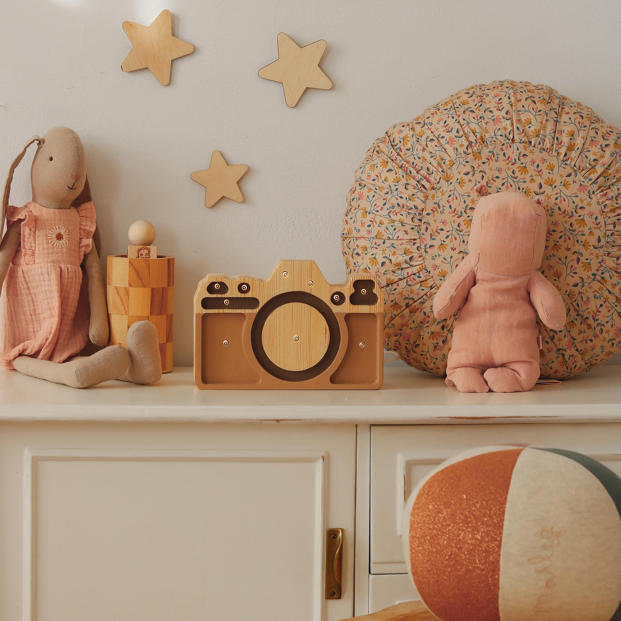 Mini Camera wooden dimmable lamp for kids by Little Lights