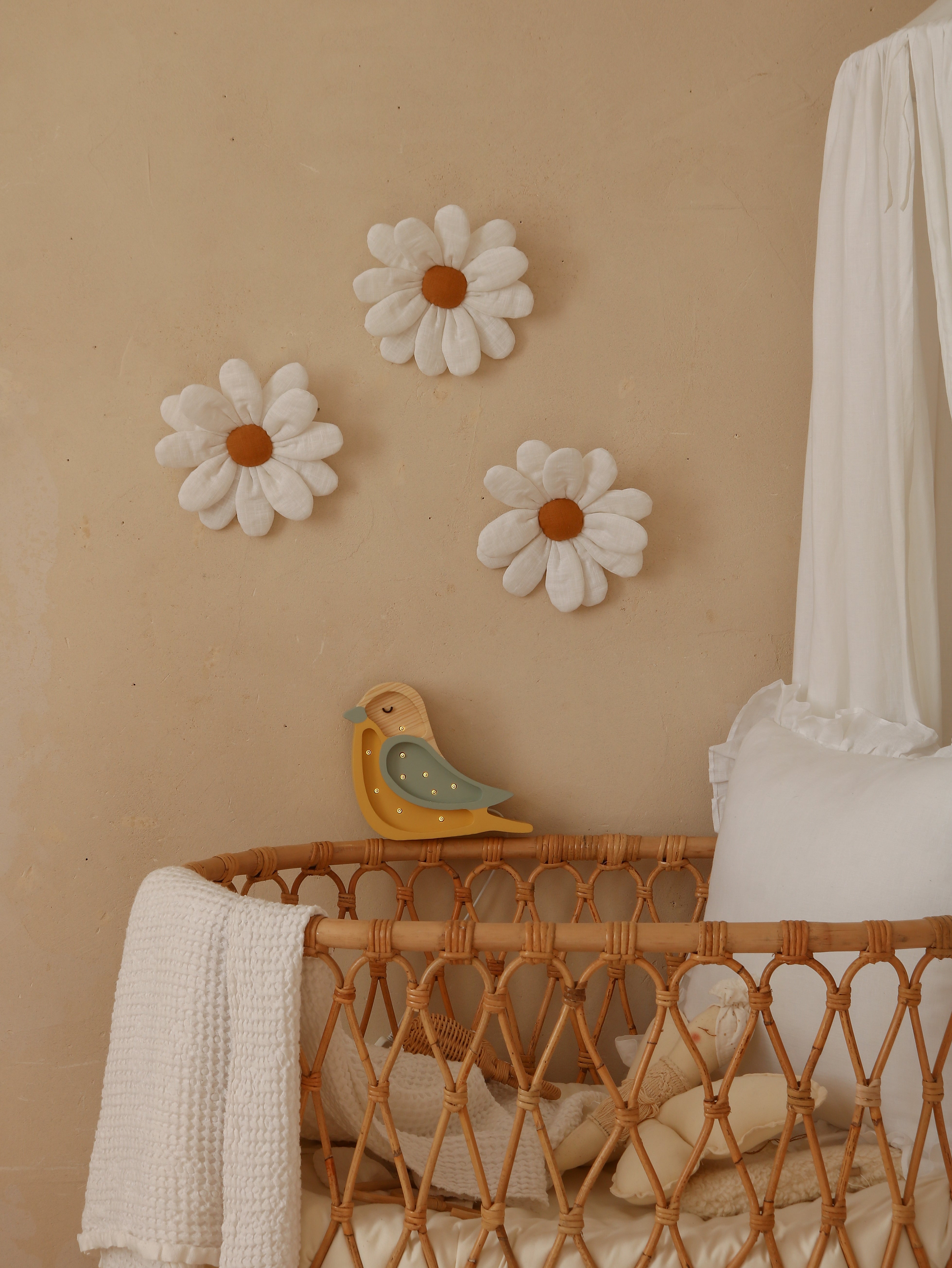 Handmade Khaki Mustard bird lamp for children’s room decor