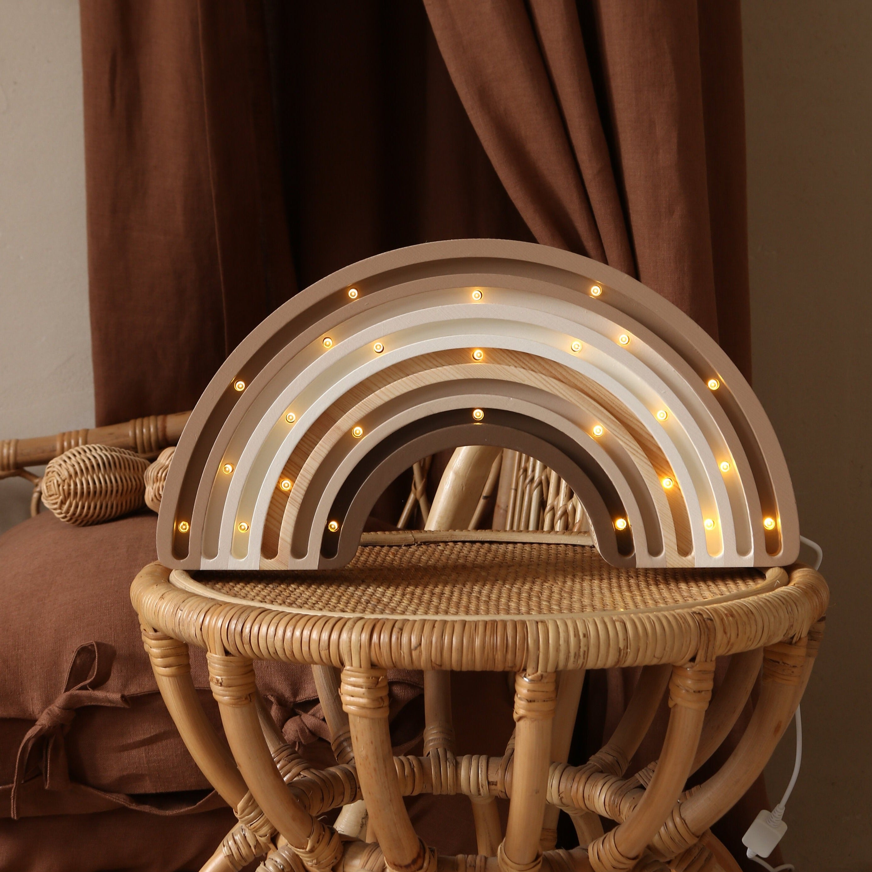 Rainbow Lamp Cappuccino with remote control – dimmable LED night light for kids