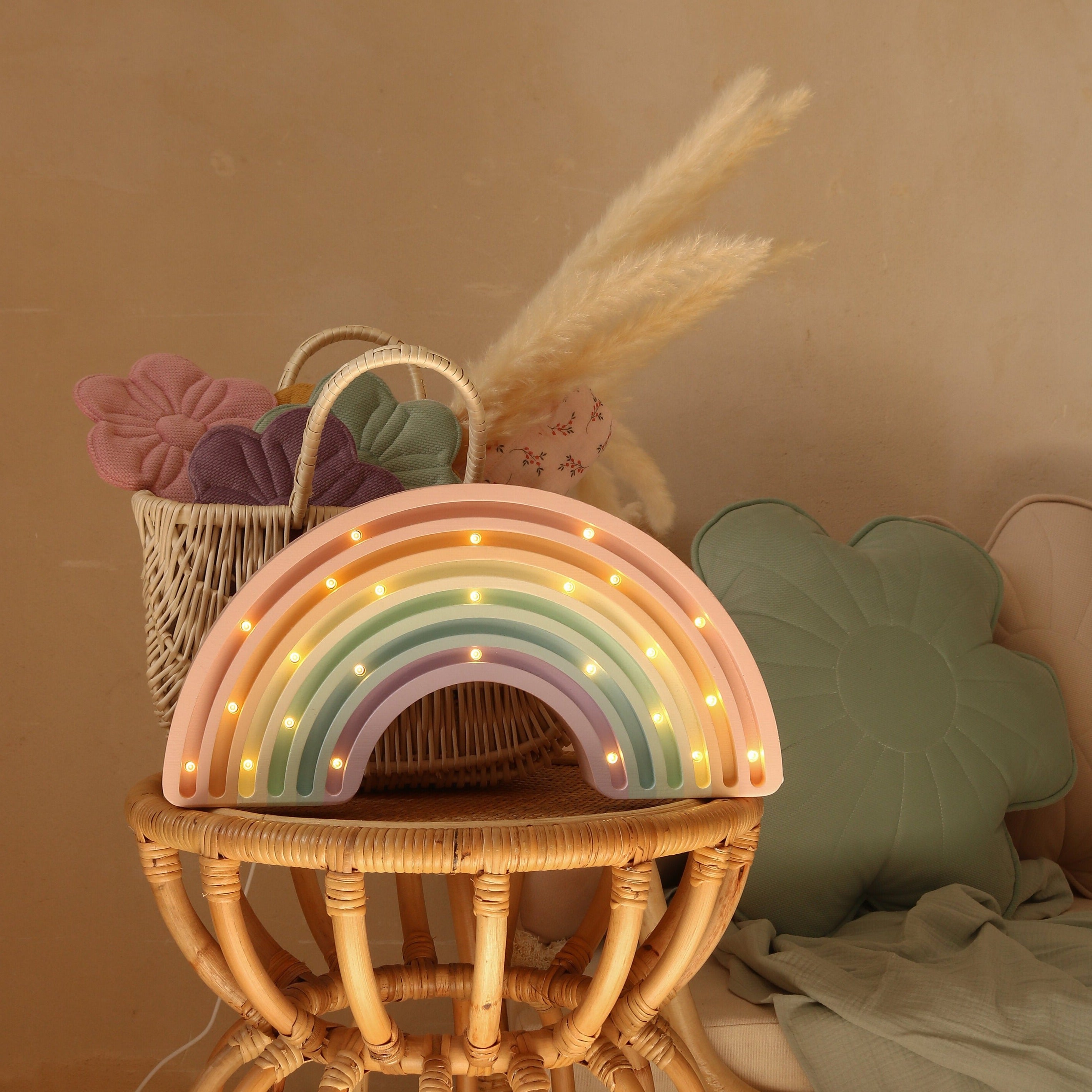 Pastel Rainbow Lamp by Little Lights - wood night light for girls bedroom