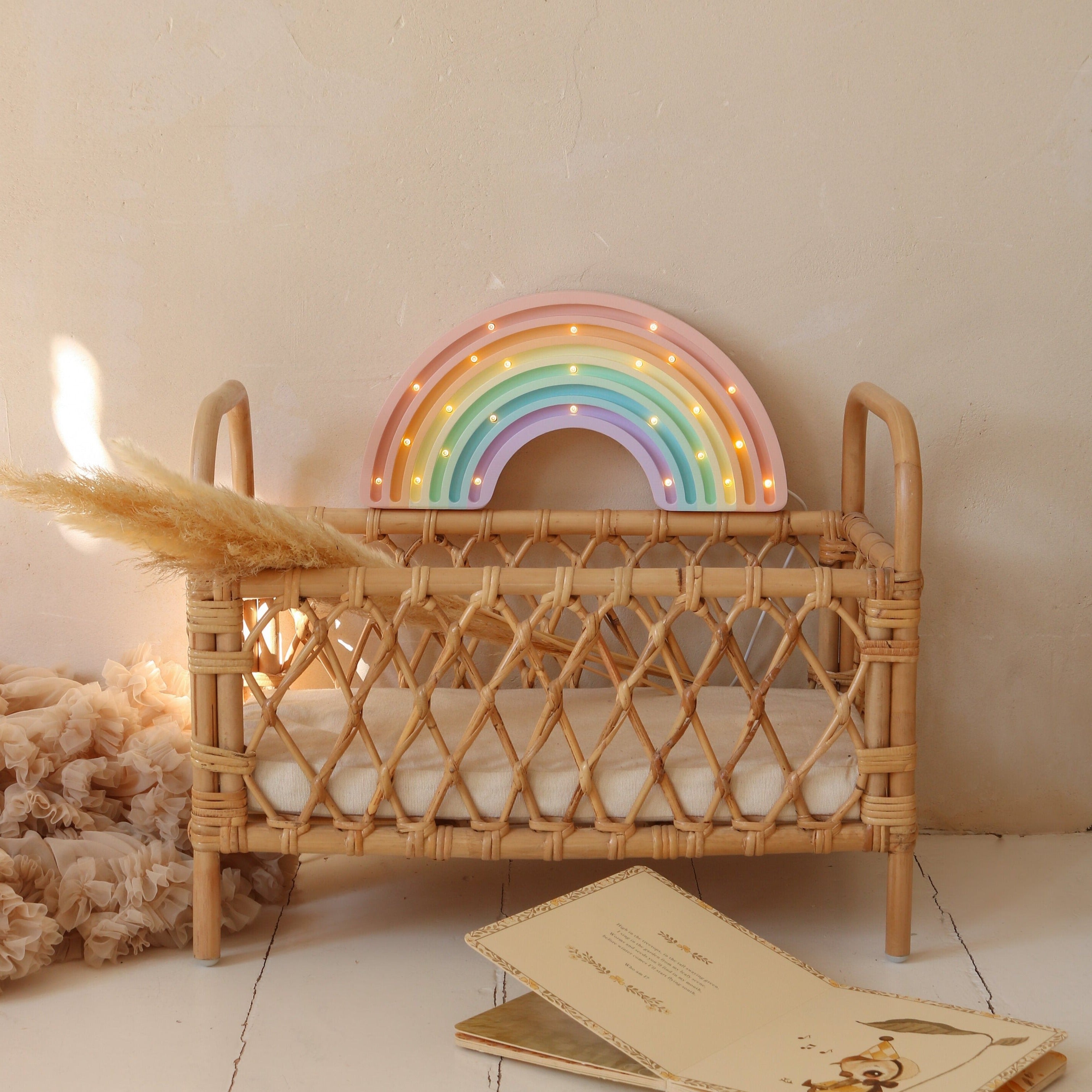 Pastel Rainbow Lamp by Little Lights-decorative night light handmade from wood for nursery