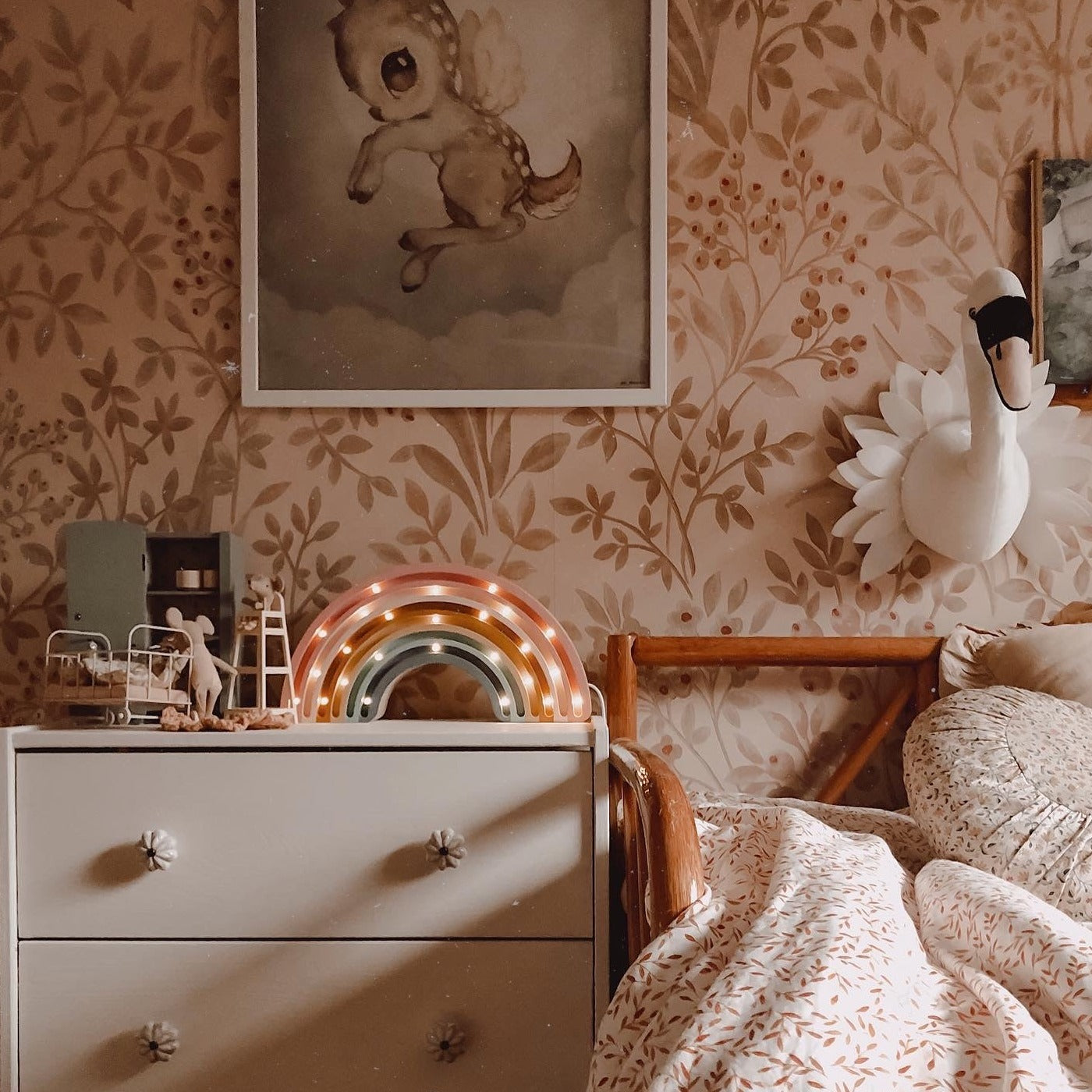 Rainbow Lamp lit in kids's room – decorative LED night light for girls room